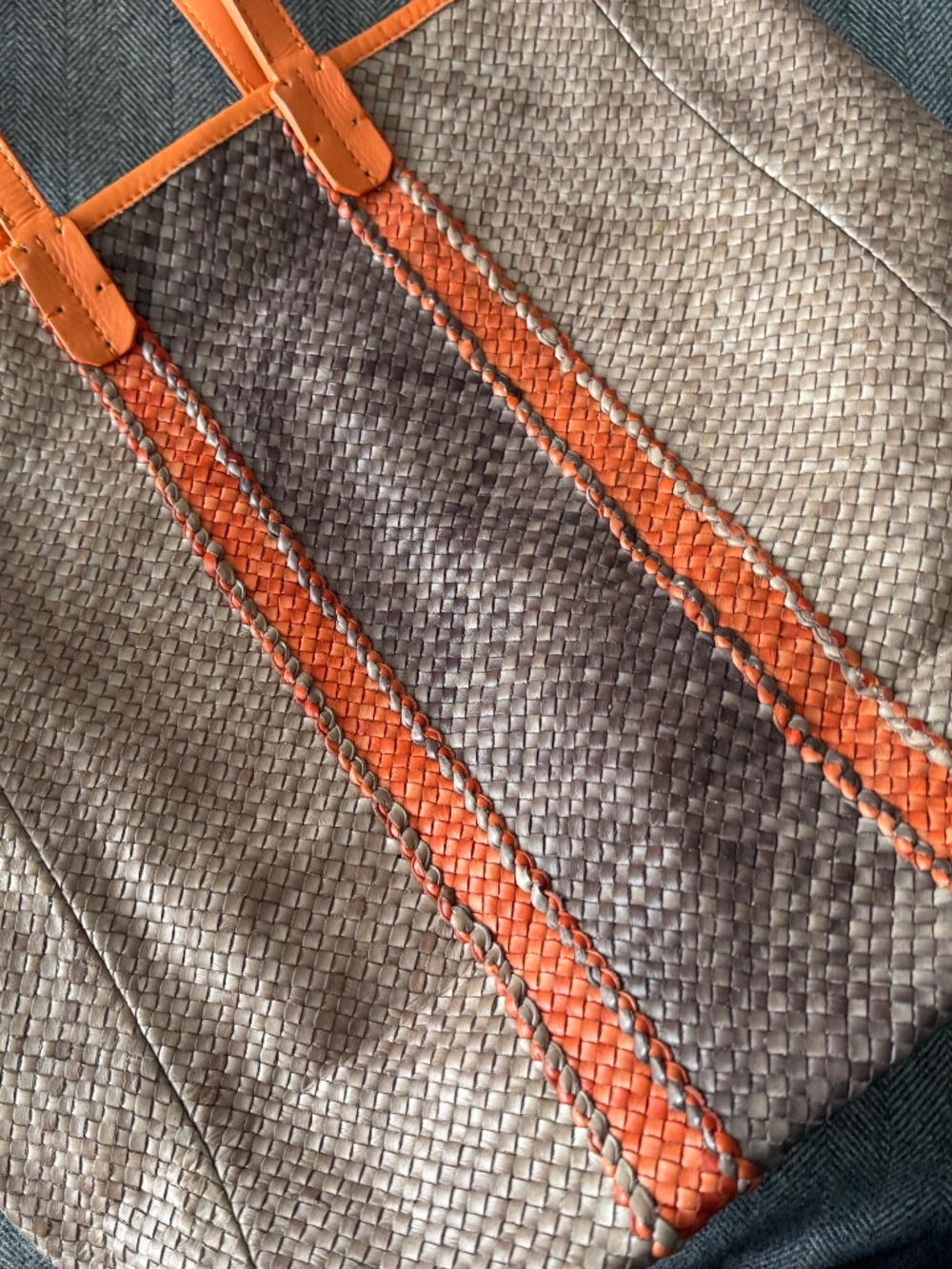 LANCE, STUNNING WOVEN LEATHER, LARGE TOTE BAG